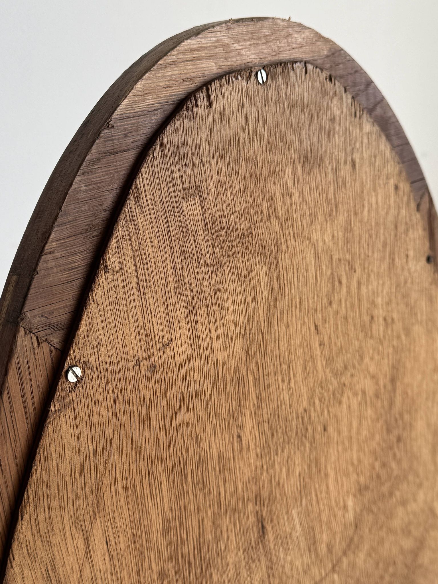 Miroir ovale vintage en chêne à glace biseautée H120 l43 P2