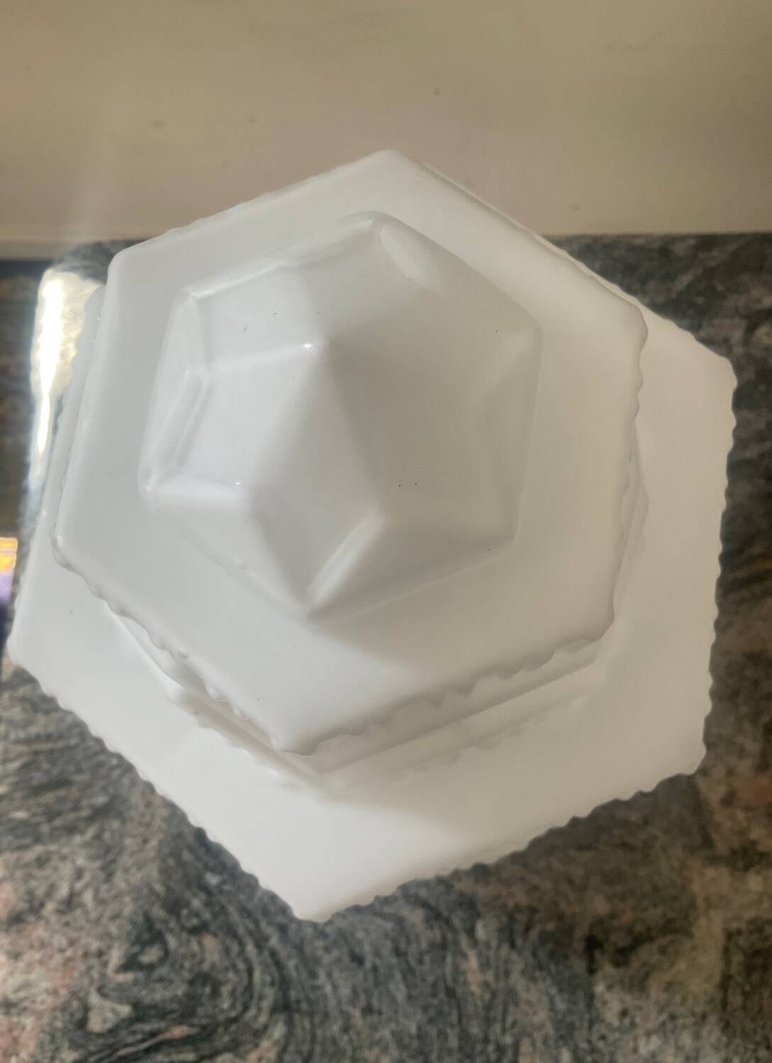 Art Deco Skycrapper ceiling light in opaline glass