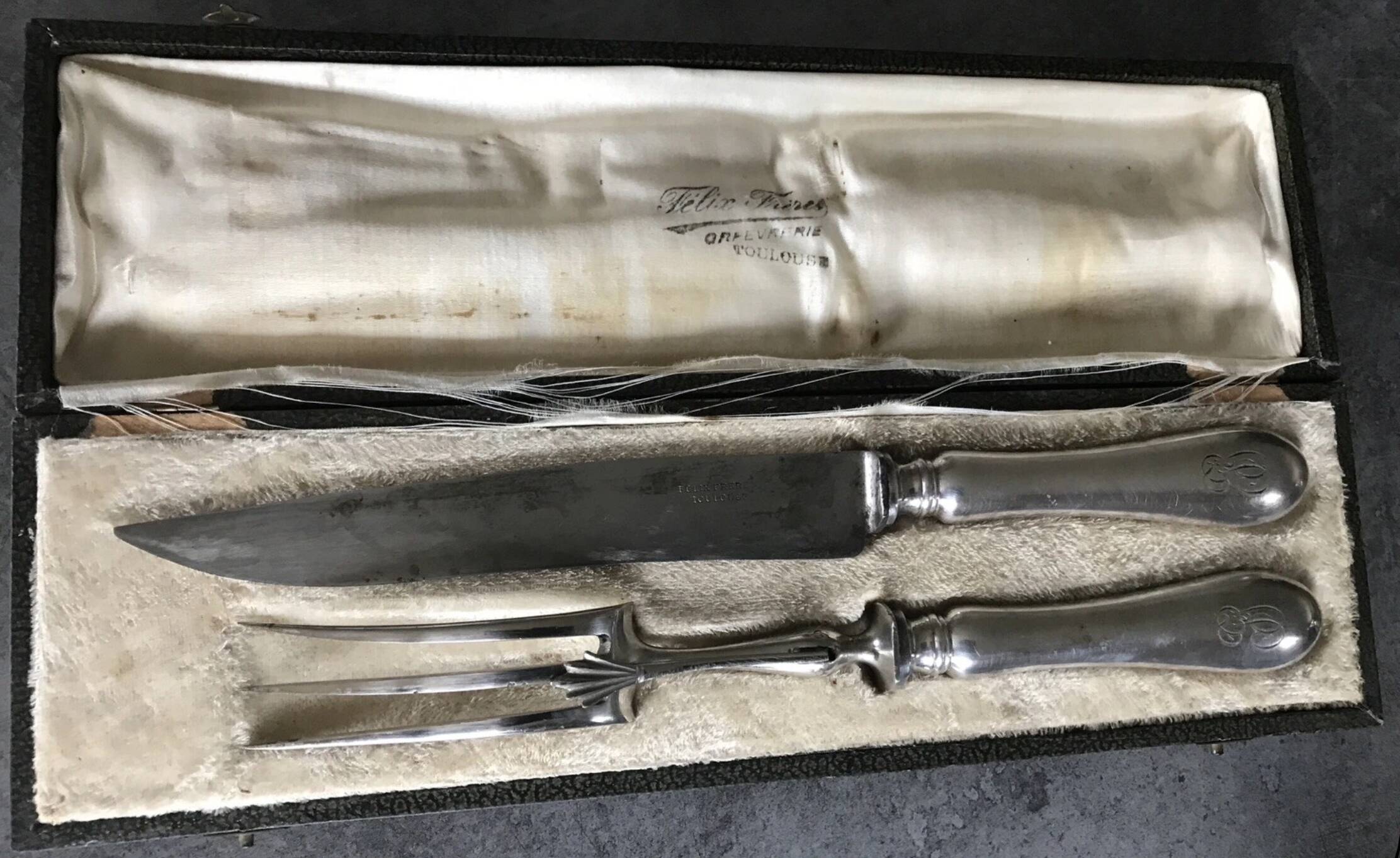 Carving cutlery set for leg of lamb, félix frères silverware