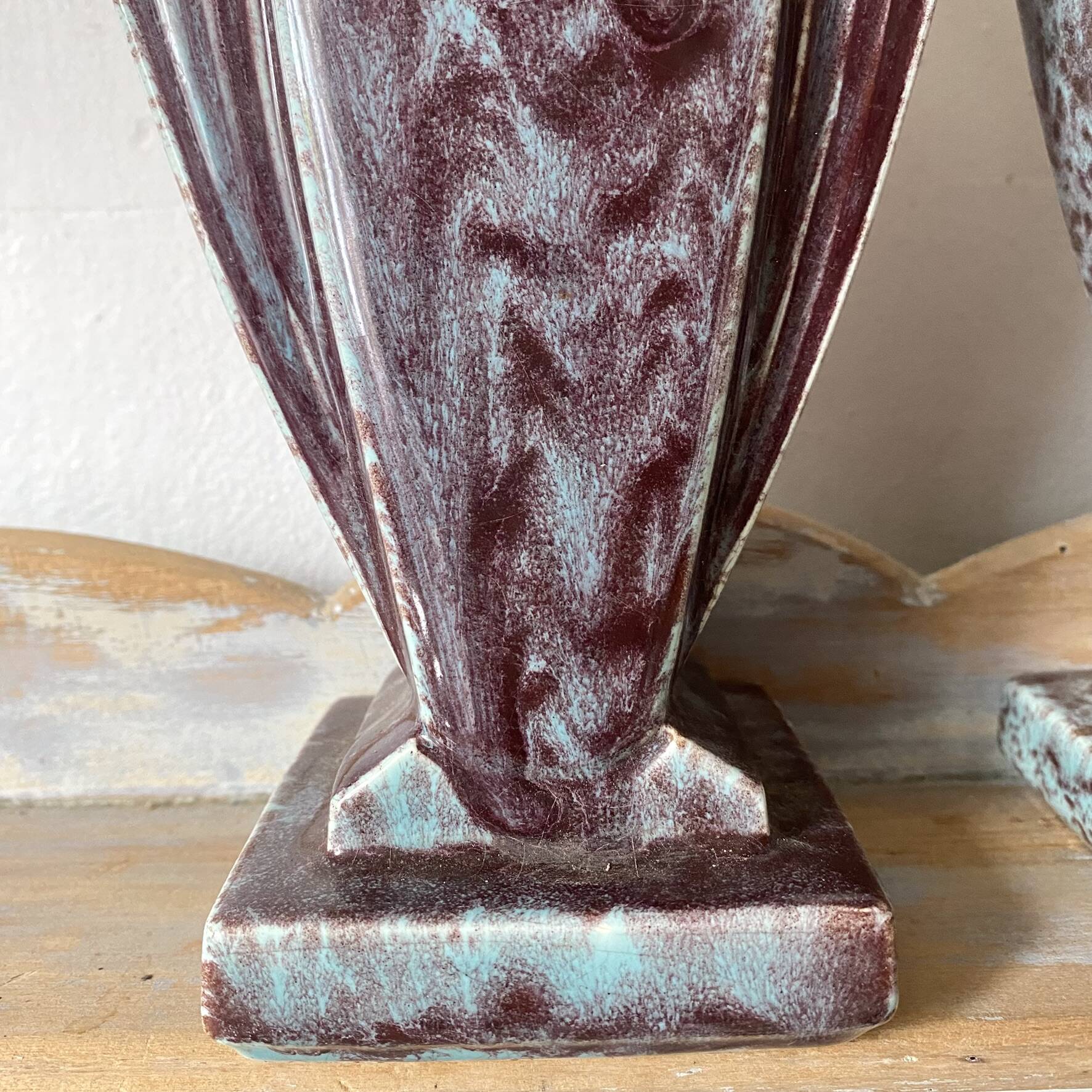 Pair of Art Deco vases in glazed ceramic