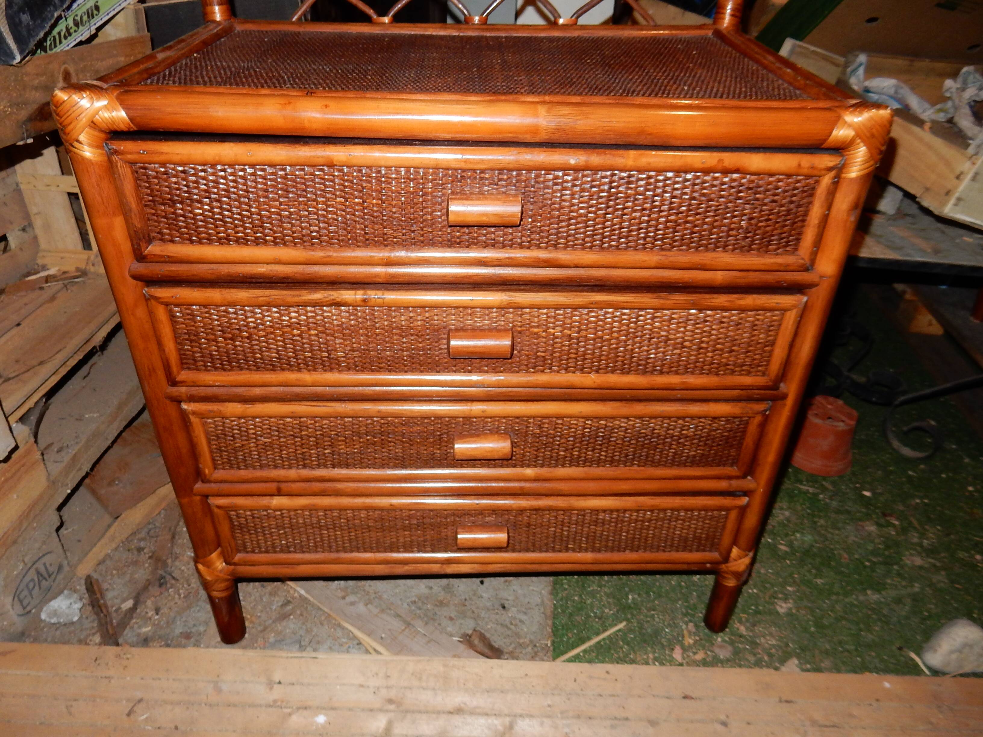 Commode vintage en rotin - Parfait état