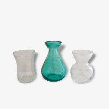 Set of 3 mini glass vases