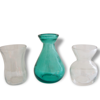 Set of 3 mini glass vases