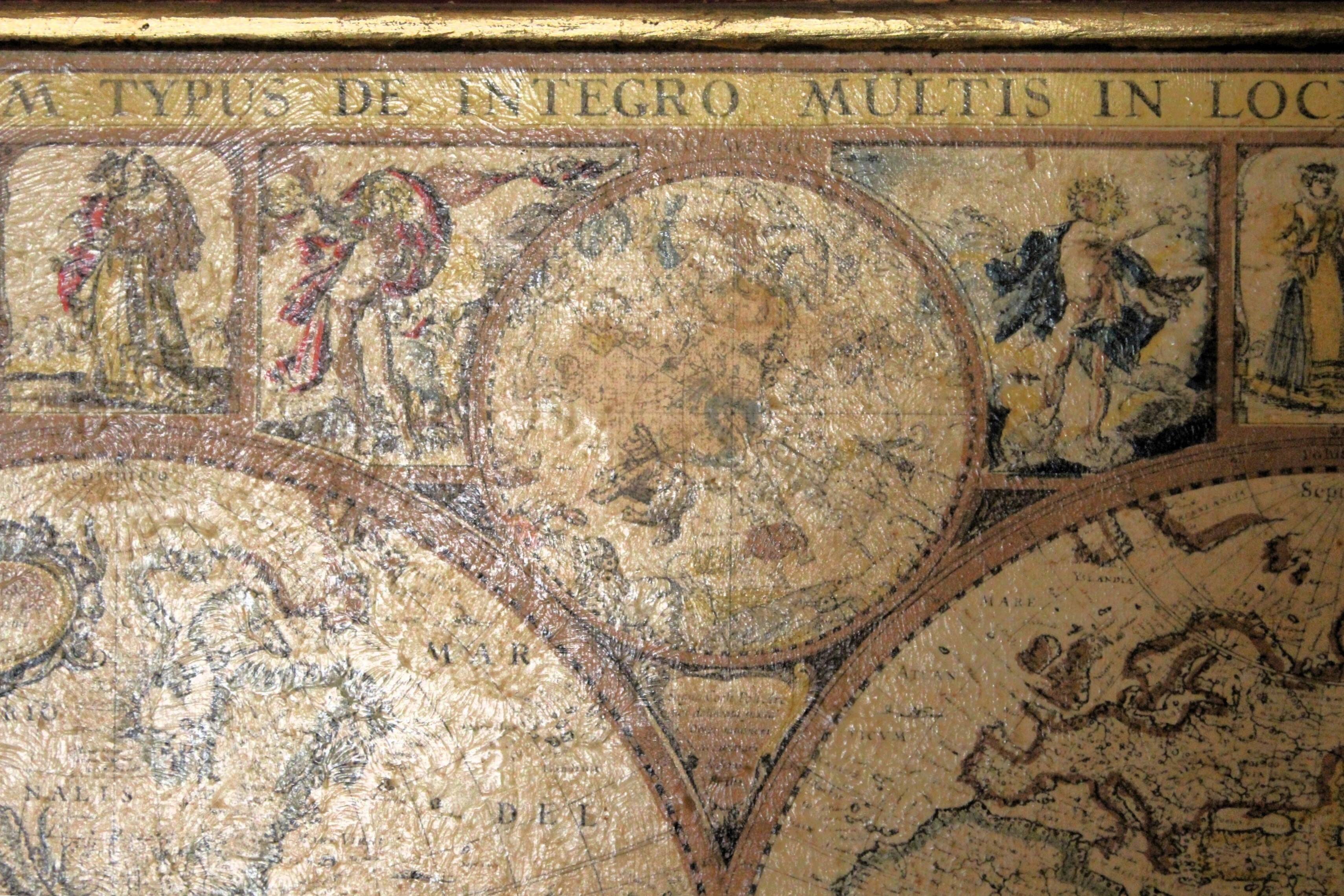 Cadre planisphère vintage reproduction XVIIème