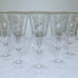 5 champagne flutes decorated with engraved ears