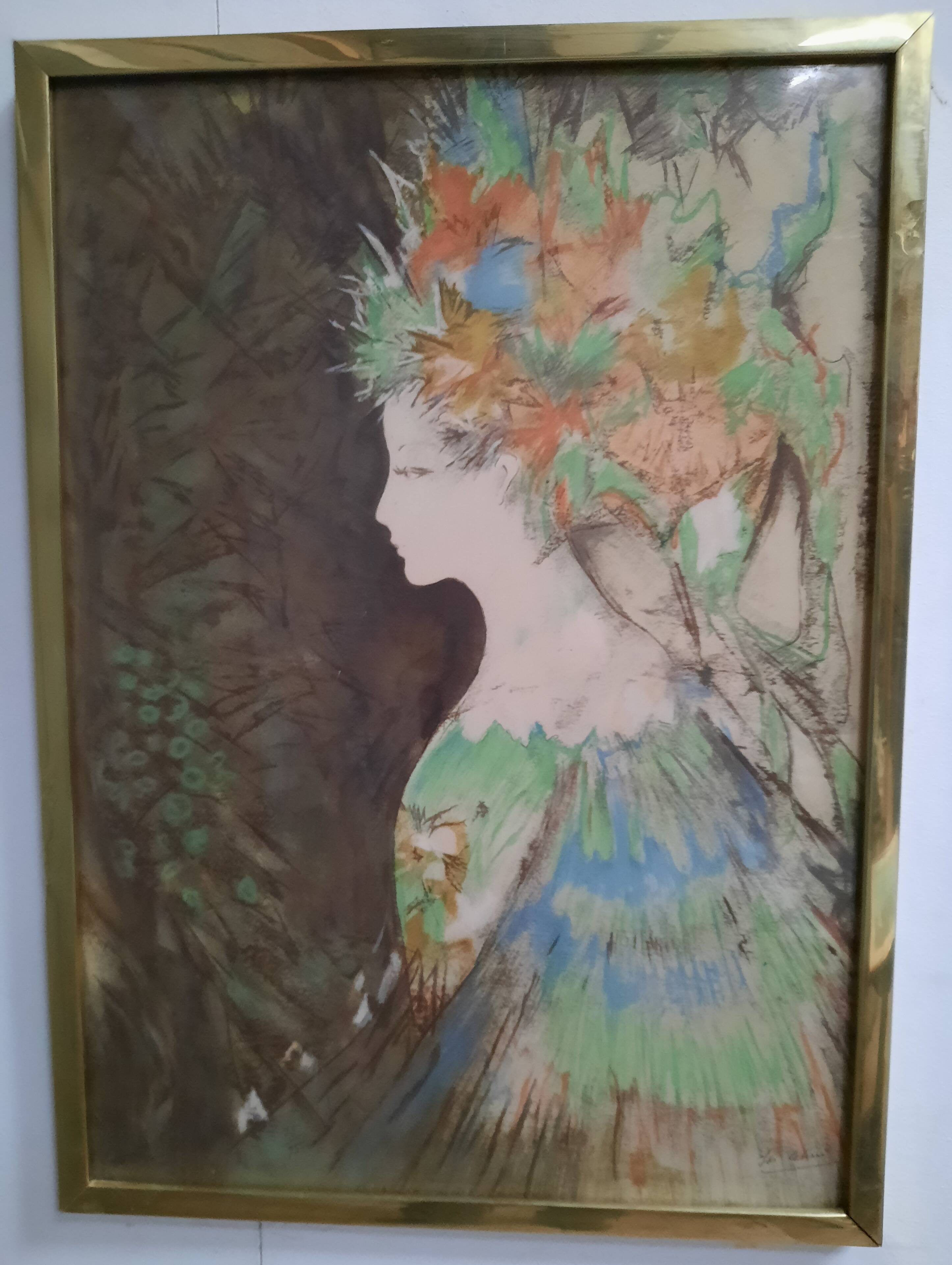 Lithograph portrait of a young woman