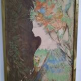 Lithograpgie portrait d une jeune femme