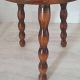 Turned wooden stool / tripod with round seat