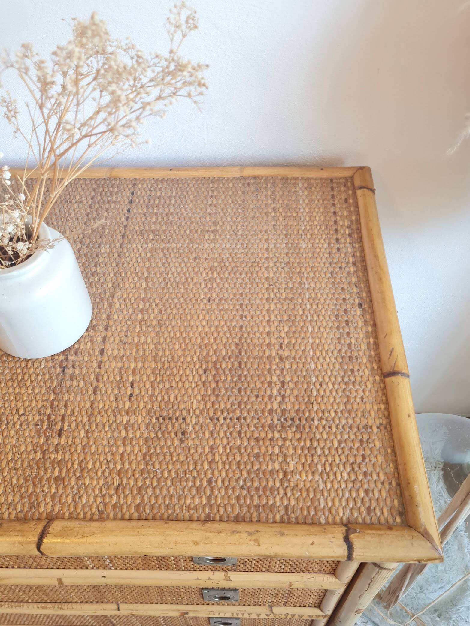 Rattan chest of drawers circa 1970 - Dal Vera