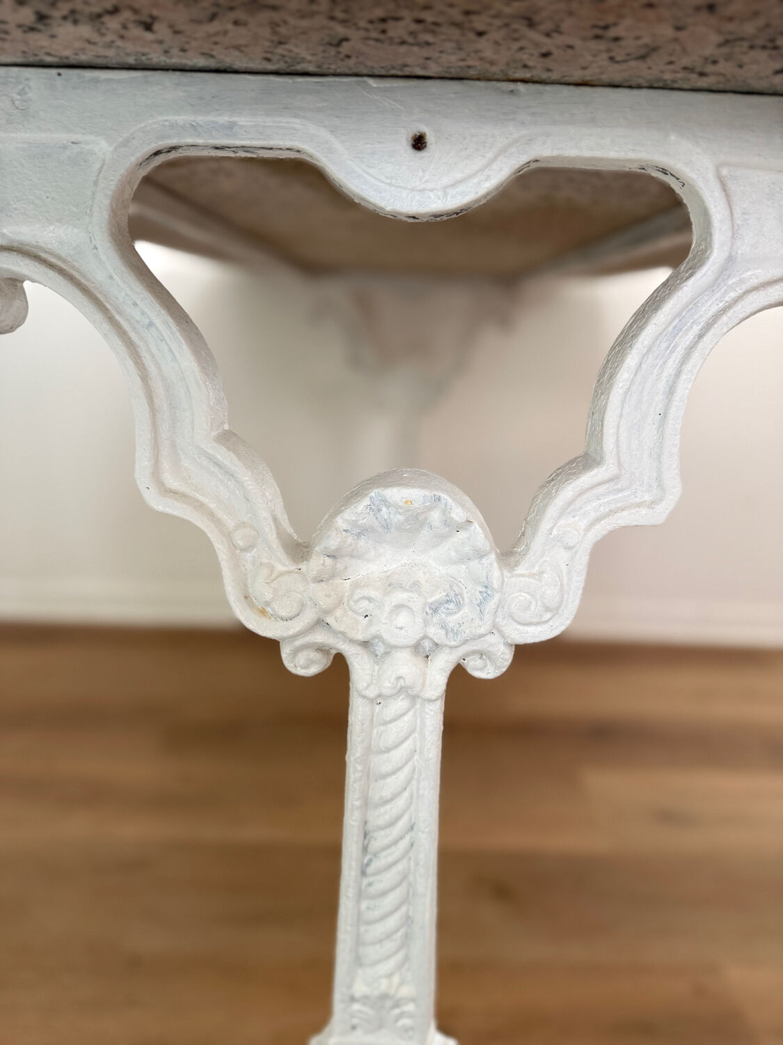 Marble and wrought iron table