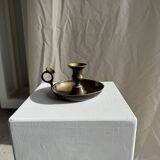 Antique blackened gold hand candlestick H8 D13.5