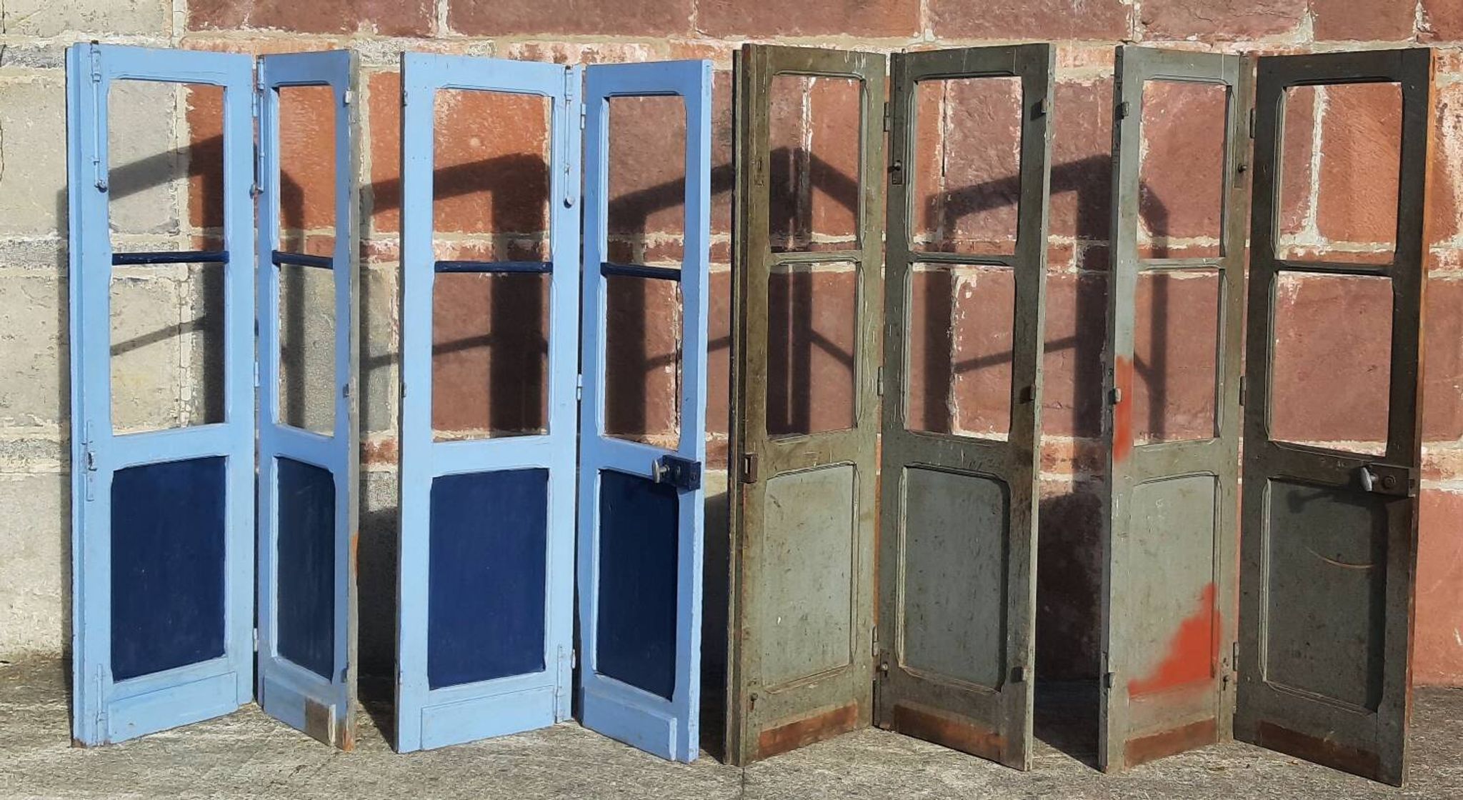 Portes doubles, deux battants, bois massif (Lot de 4)