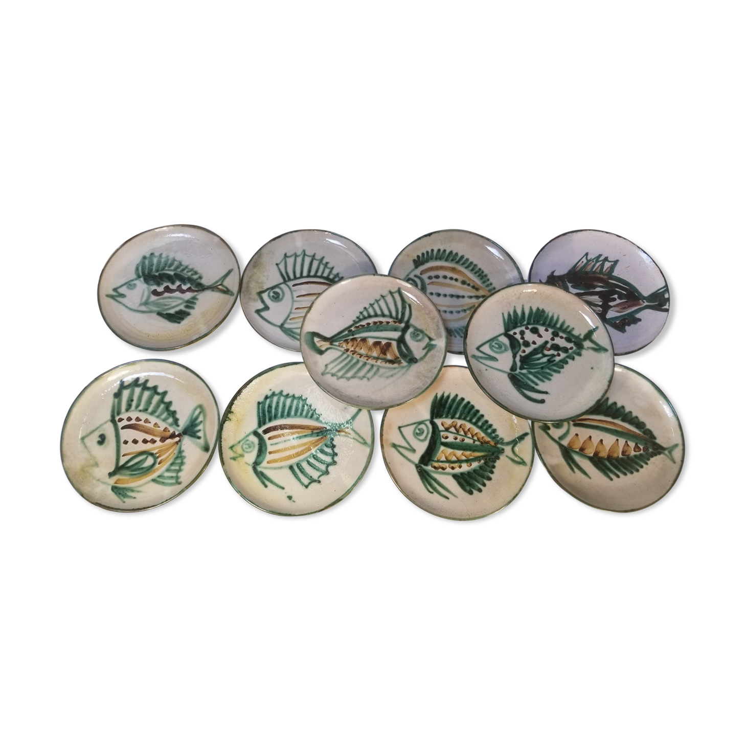Series of 10 flat plates robert picault - 60s - fish series