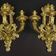 A pair of important gilt bronze wall sconces, Louis XVI style, 19th century.