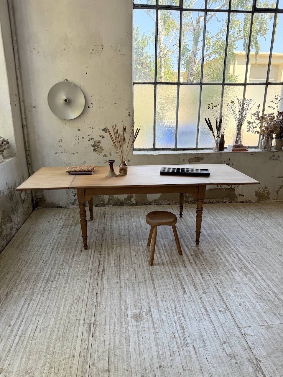 Table de ferme noyer à rallonges 150-250cm