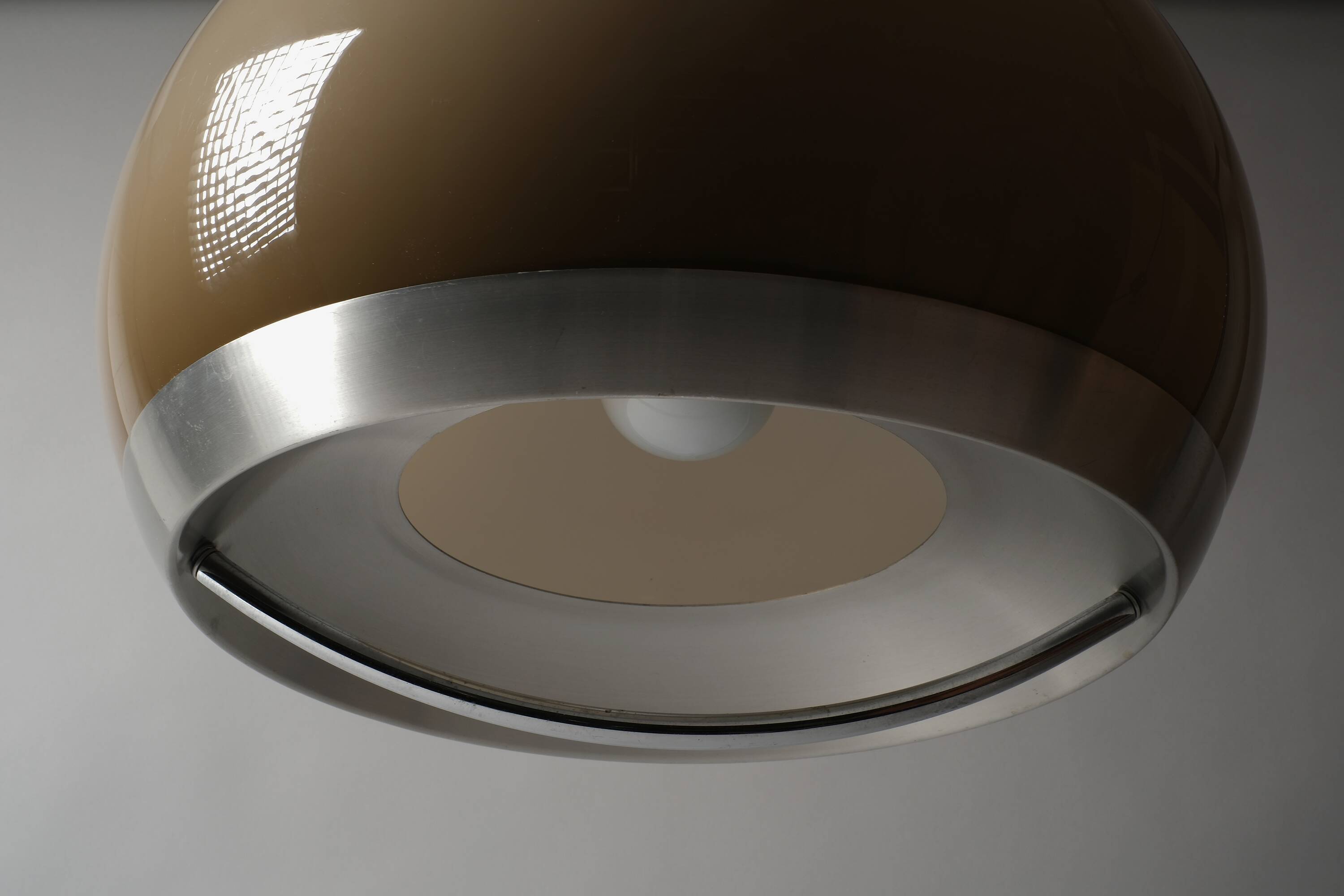 Dijkstra Lampen Mocha-Brown Acrylic Dome Pendant Lamp, 1970s Space Age.