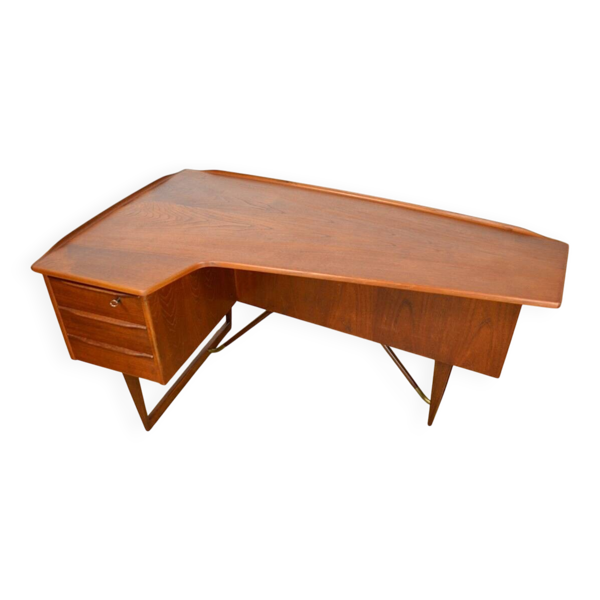 Bureau Boomerang Teck de Peter Lovig 1950 — Beyit