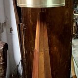 Vintage 80s design floor lamp in leather and brass.