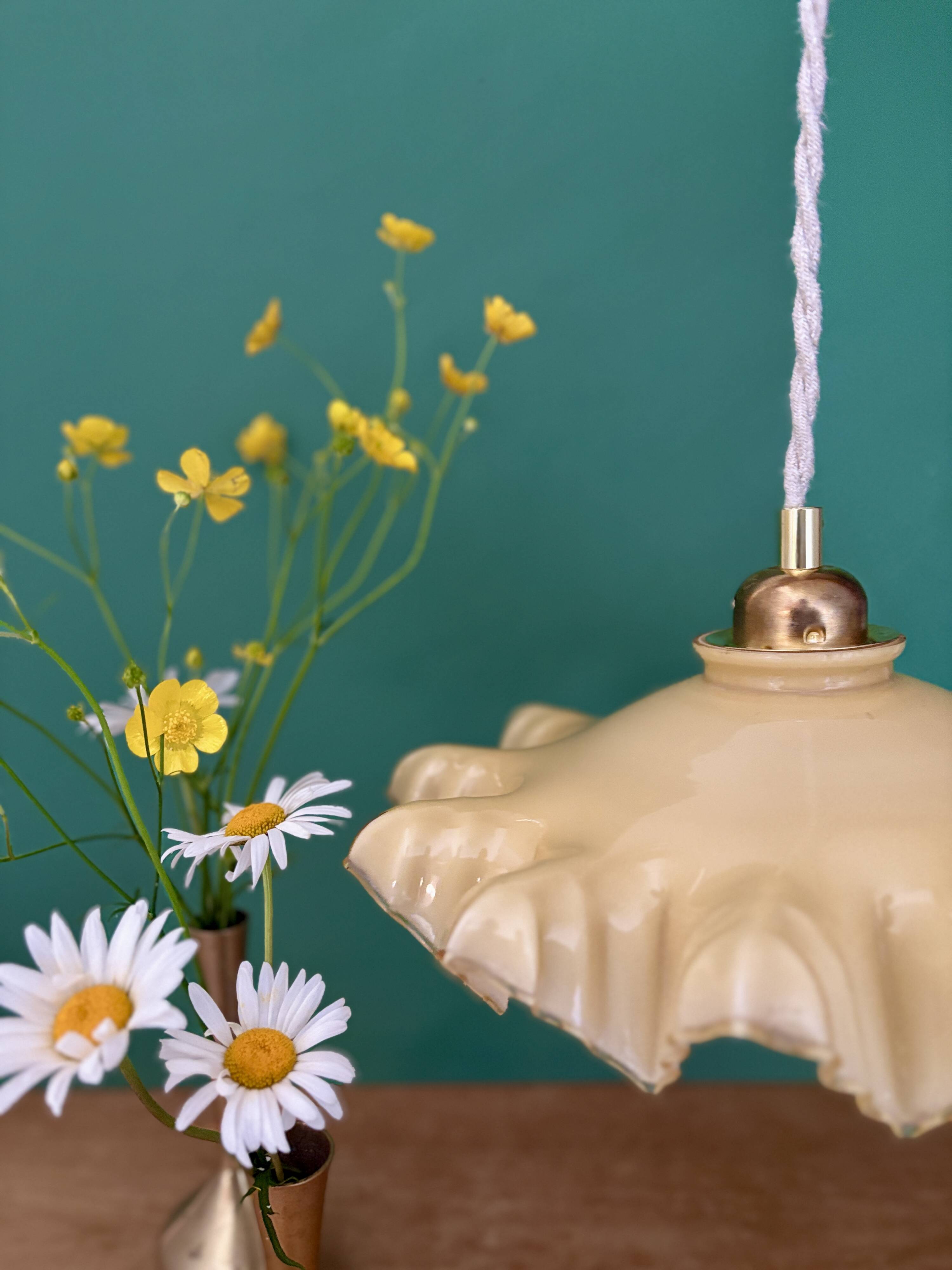 Vintage yellow opaline pendant light