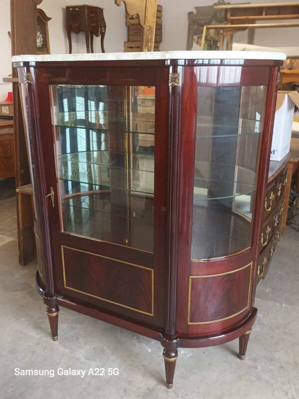 Vitrine Argentier demi-lune style Louis xvi bombé