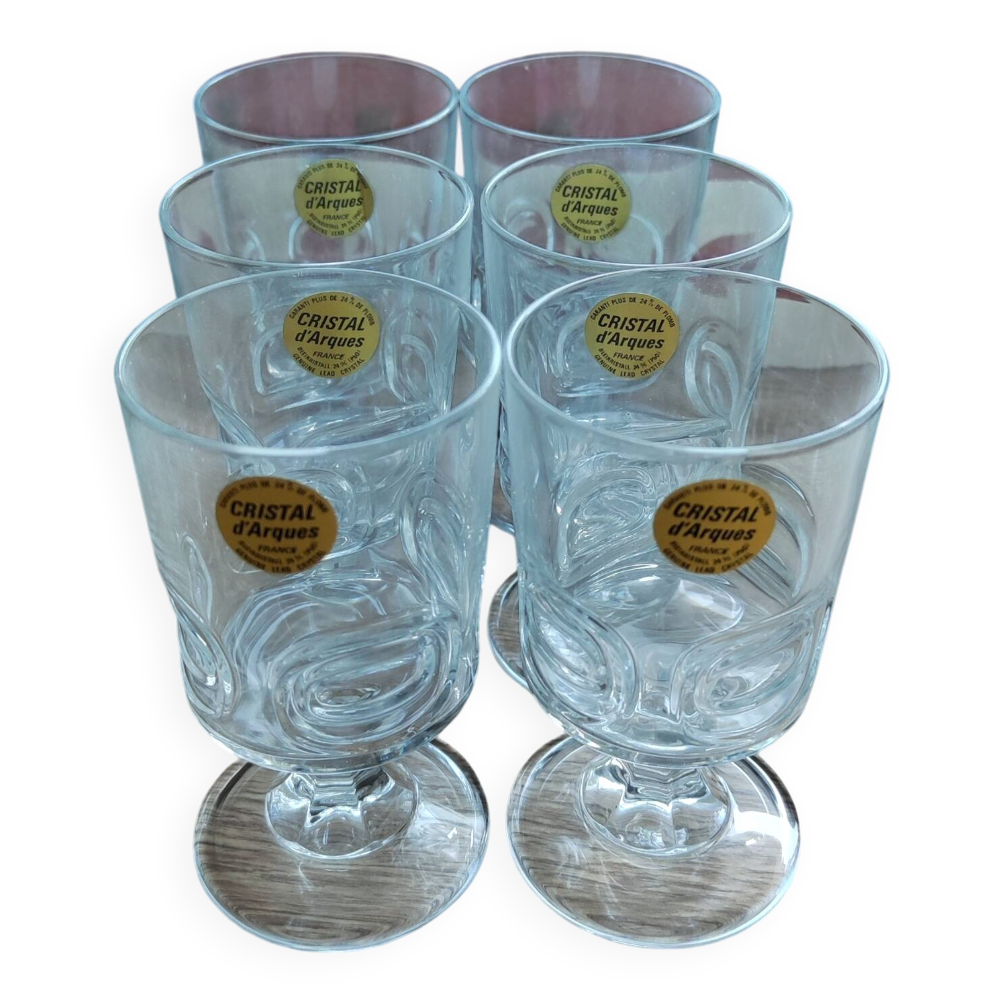 6 petits verres en cristal trempé d'environ 10 cl