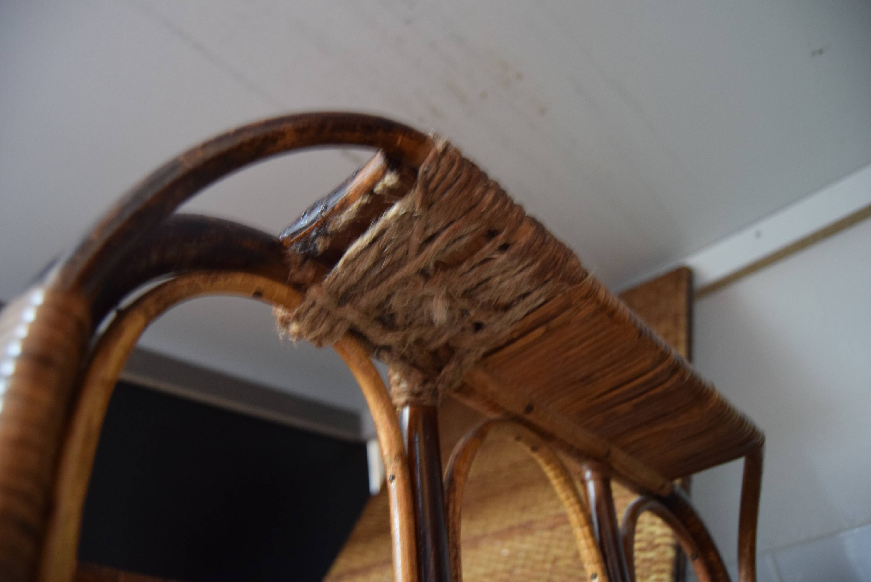 Rare Vintage Bauhaus Rattan & Bamboo Chair with Ottoman by Erich Dieckmann