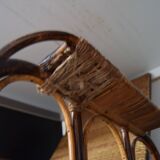 Rare Vintage Bauhaus Rattan & Bamboo Chair with Ottoman by Erich Dieckmann