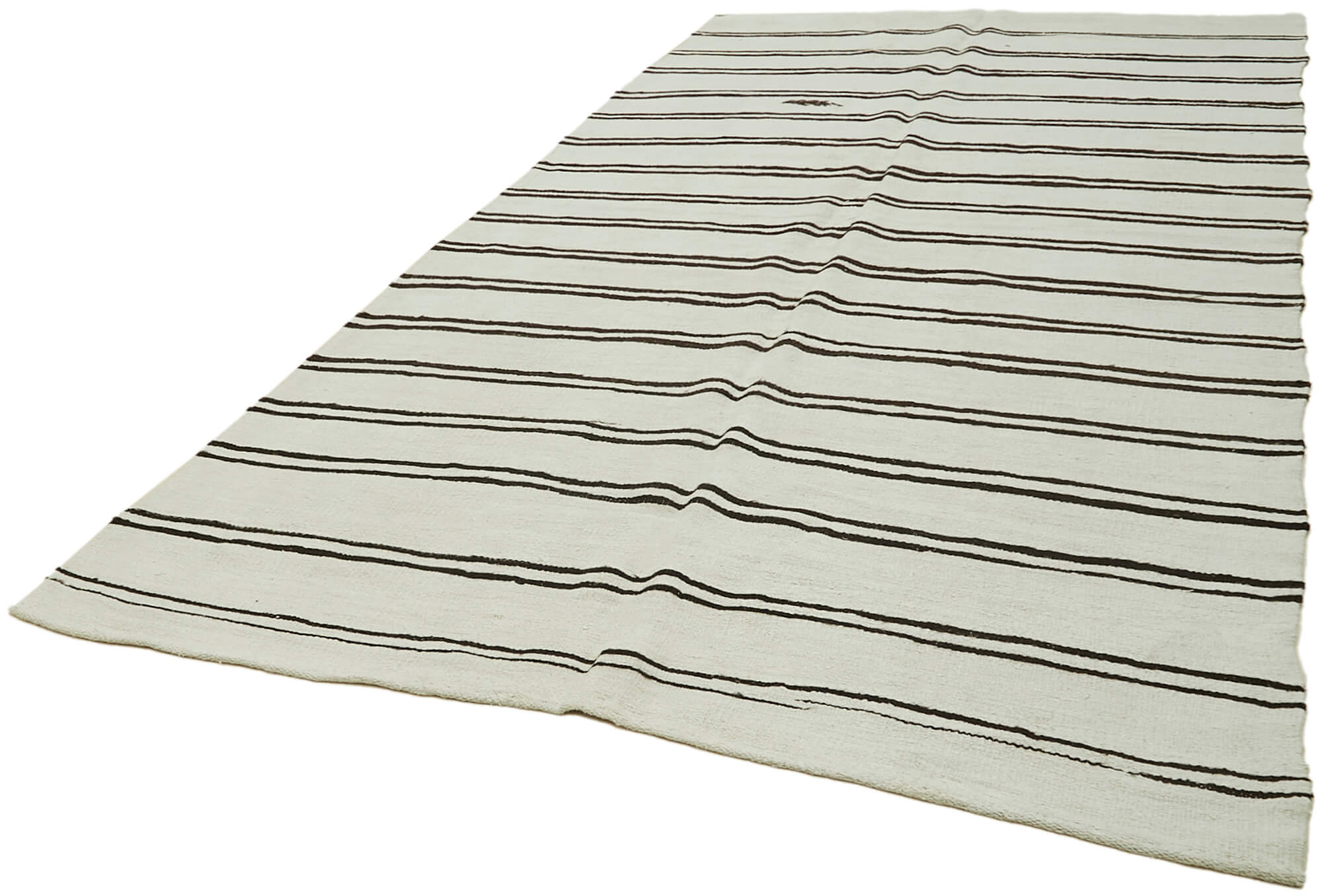 Handmade Oriental Vintage 1980s 208 cm x 412 cm White Hemp Kilim Carpet