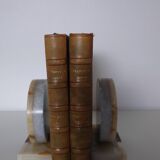 Pair of marble and onyx bookends, geometric design, Art Deco style.