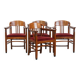 Ensemble de 4 chaises de salle à manger Art Nouveau / Jugendstil avec revêtement rouge
