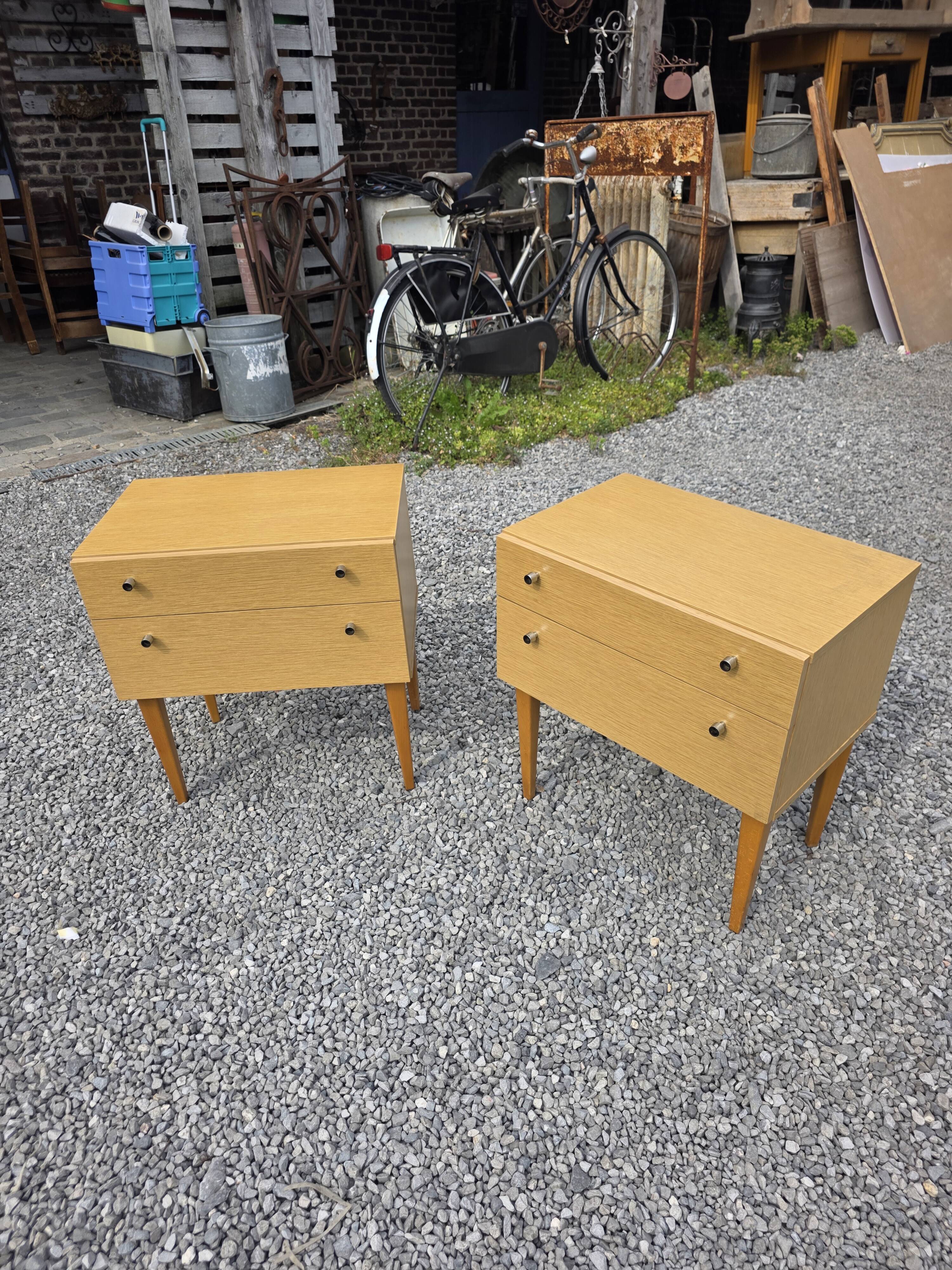 Pair of Scandinavian oak bedside tables from the 1960s.