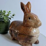 Hand-painted ceramic terrine box rabbit