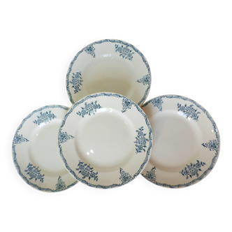 4 assiettes plates en terre de fer de St Amand 220530