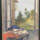 Marc Mouclier (1866-1947) The Flag at the Window, 1942 Oil on Panel Signed and Dated