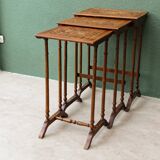 Set of 3 nesting tables in inlaid wood