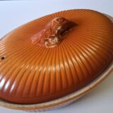 Very nice pheasant terrine dish / casserole with majolica lid.