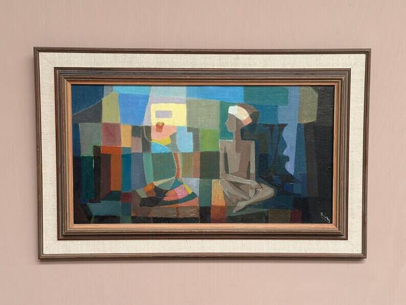 Original Oil on Swedish Panel – "The Snake Charmer" by Ragnar Ring (1908–1999) – Signed – Vintage and Framed – 38 × 60 cm (15" × 23.6")