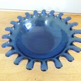 Blue glass salad bowl
