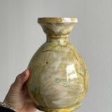 Vase en céramique jaune et bleu