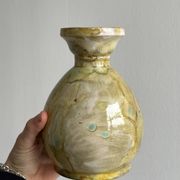 Vase en céramique jaune et bleu