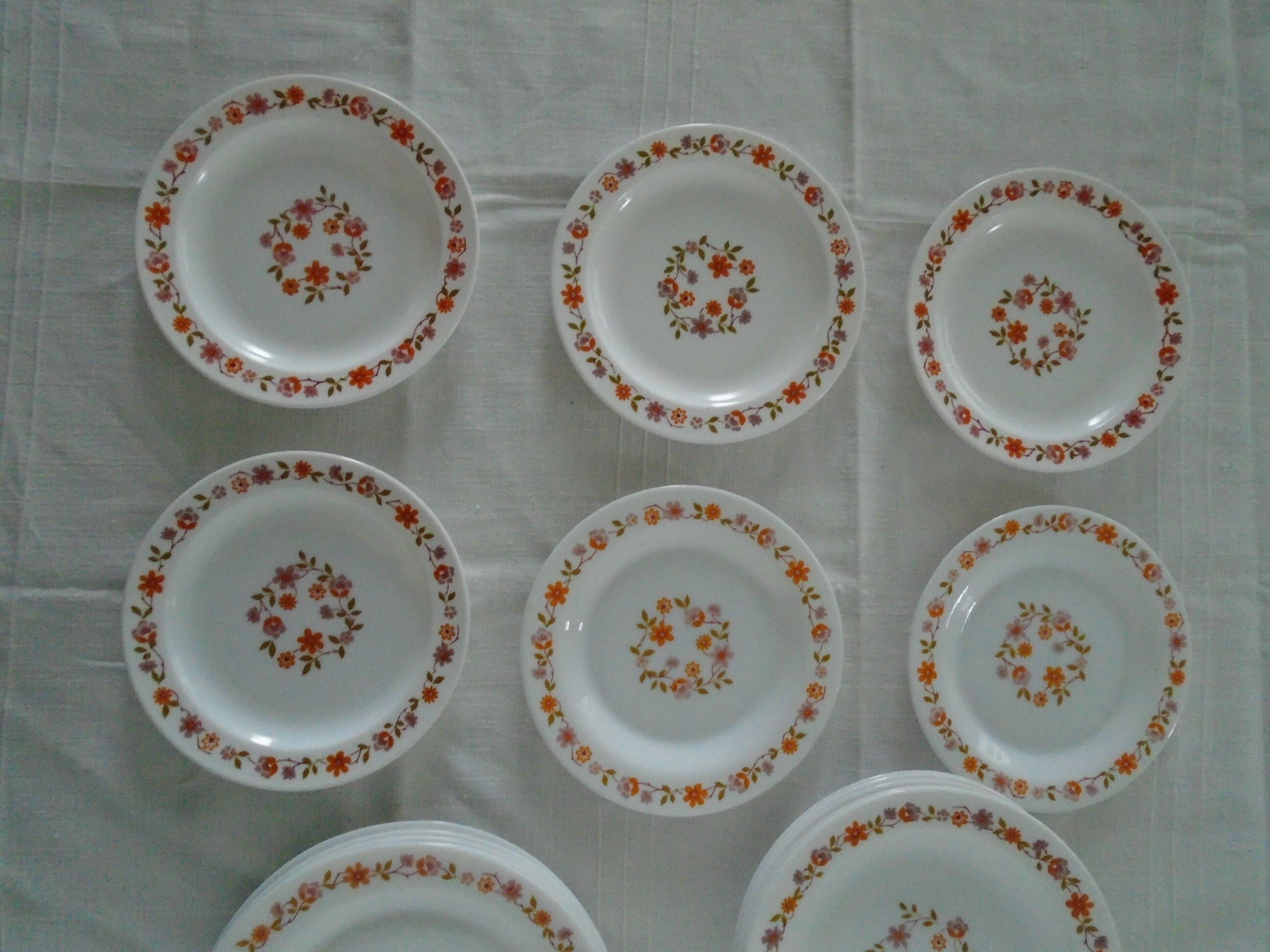 18 Scania vintage orange flower plates arcopal france