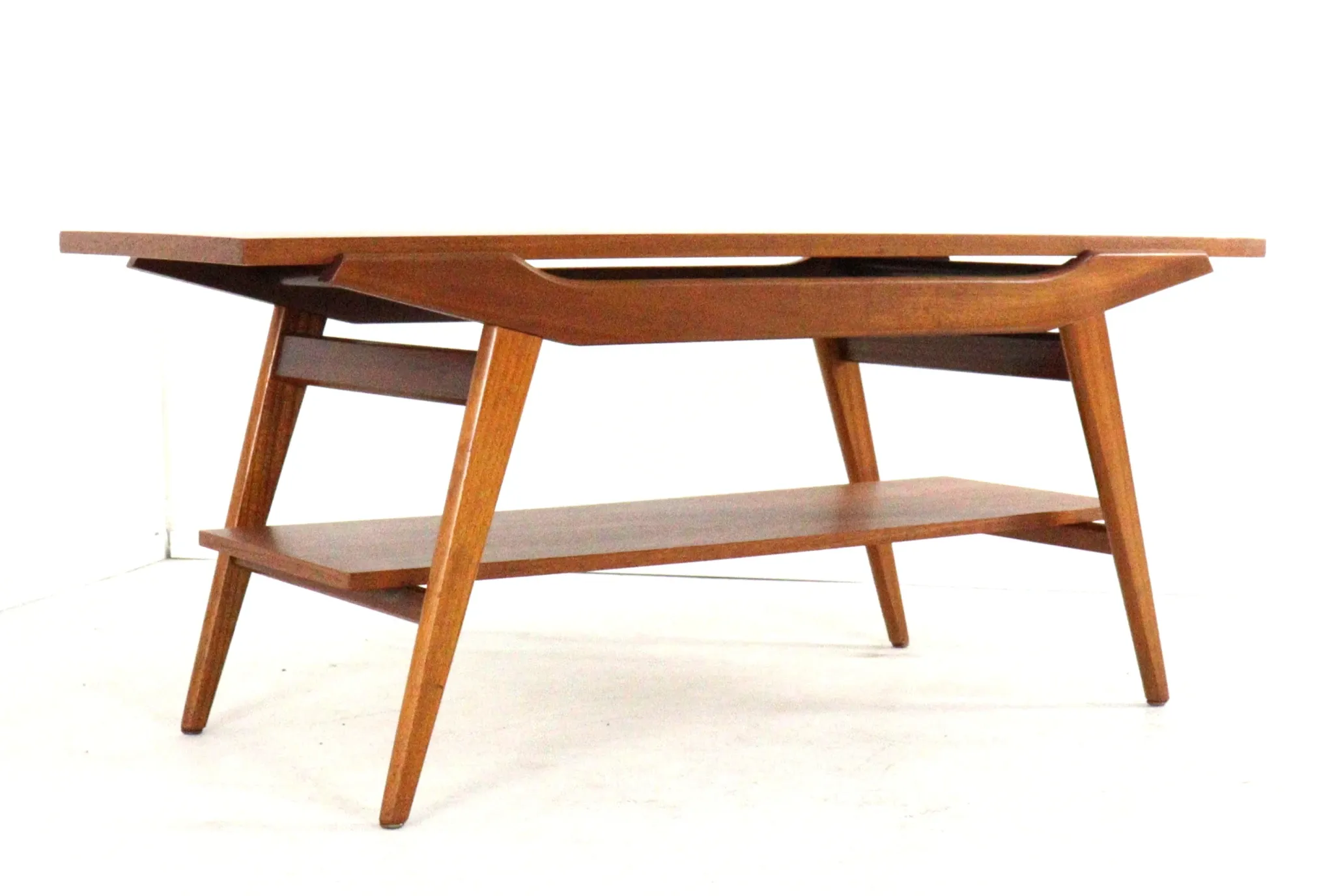 Table basse avec plateau réversible - teck mid-century moderne - design néerlandais