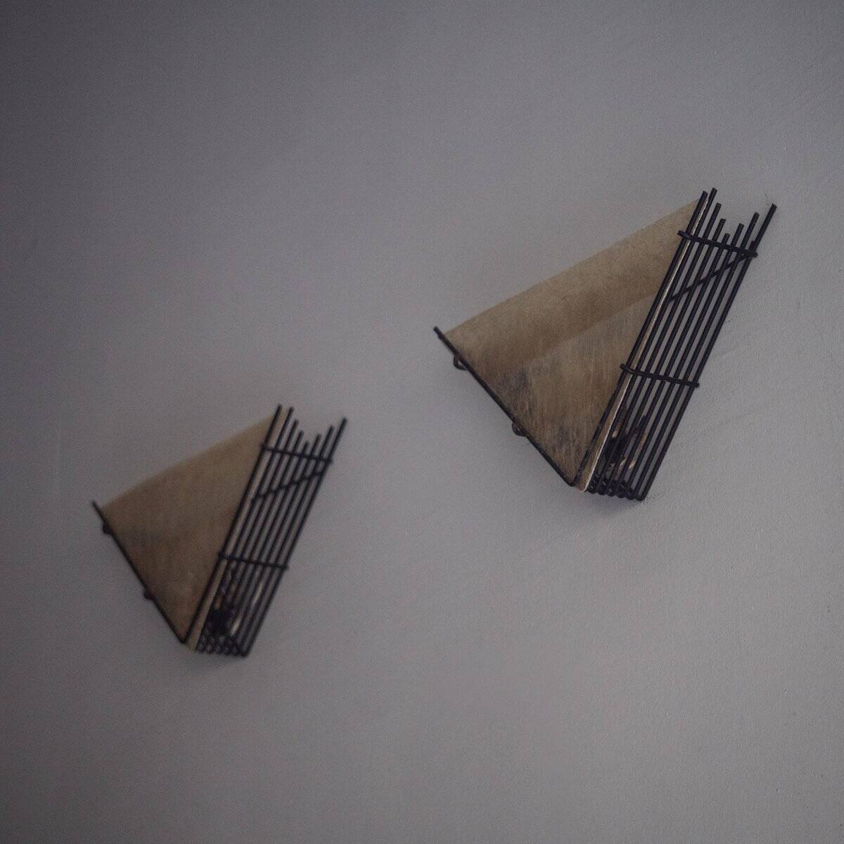 Vintage wall lamps in metal and fibreglass, 1960s, set of 2