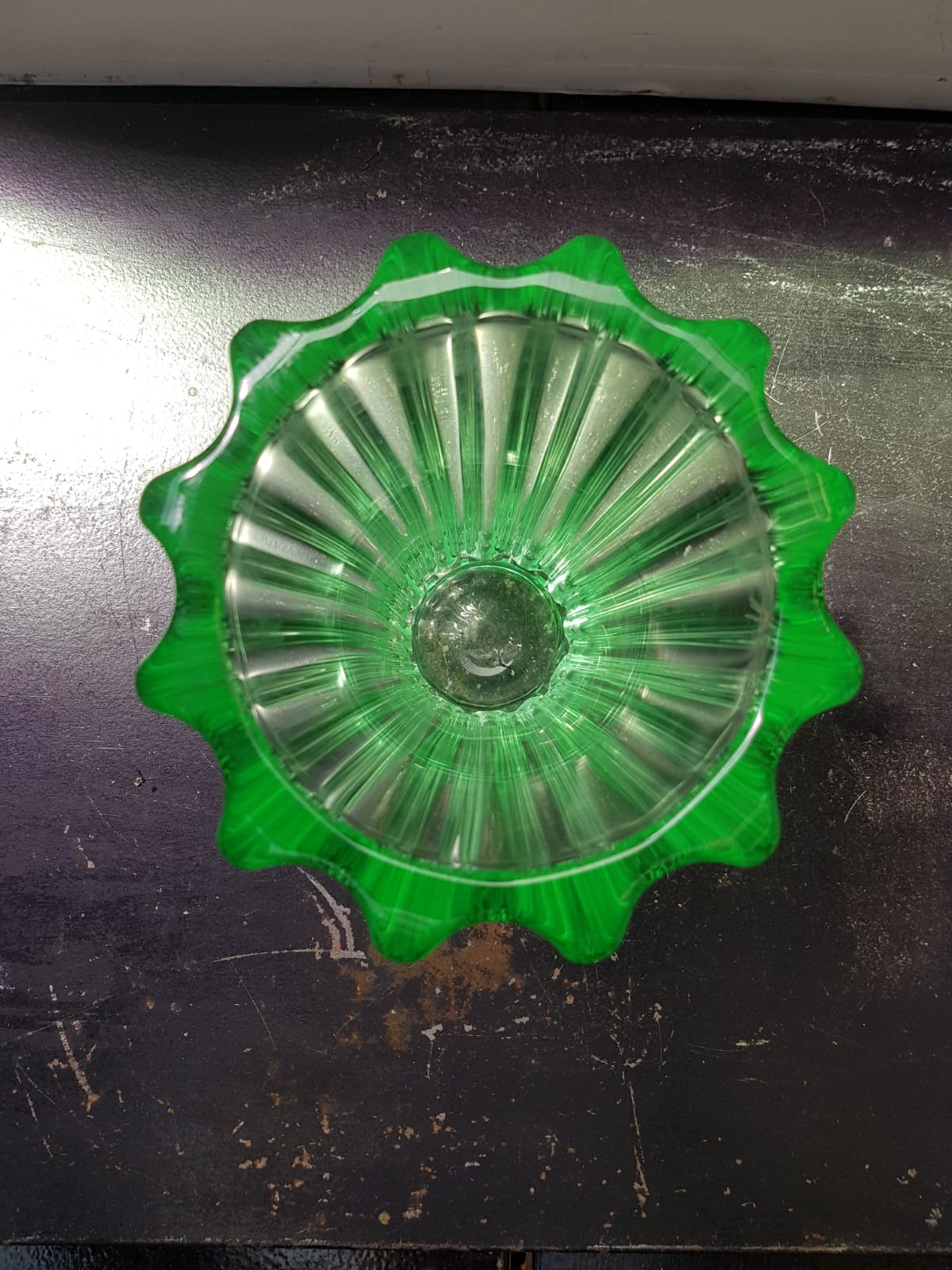 Old P d'Avesn vase uranium green glass made in France vintage