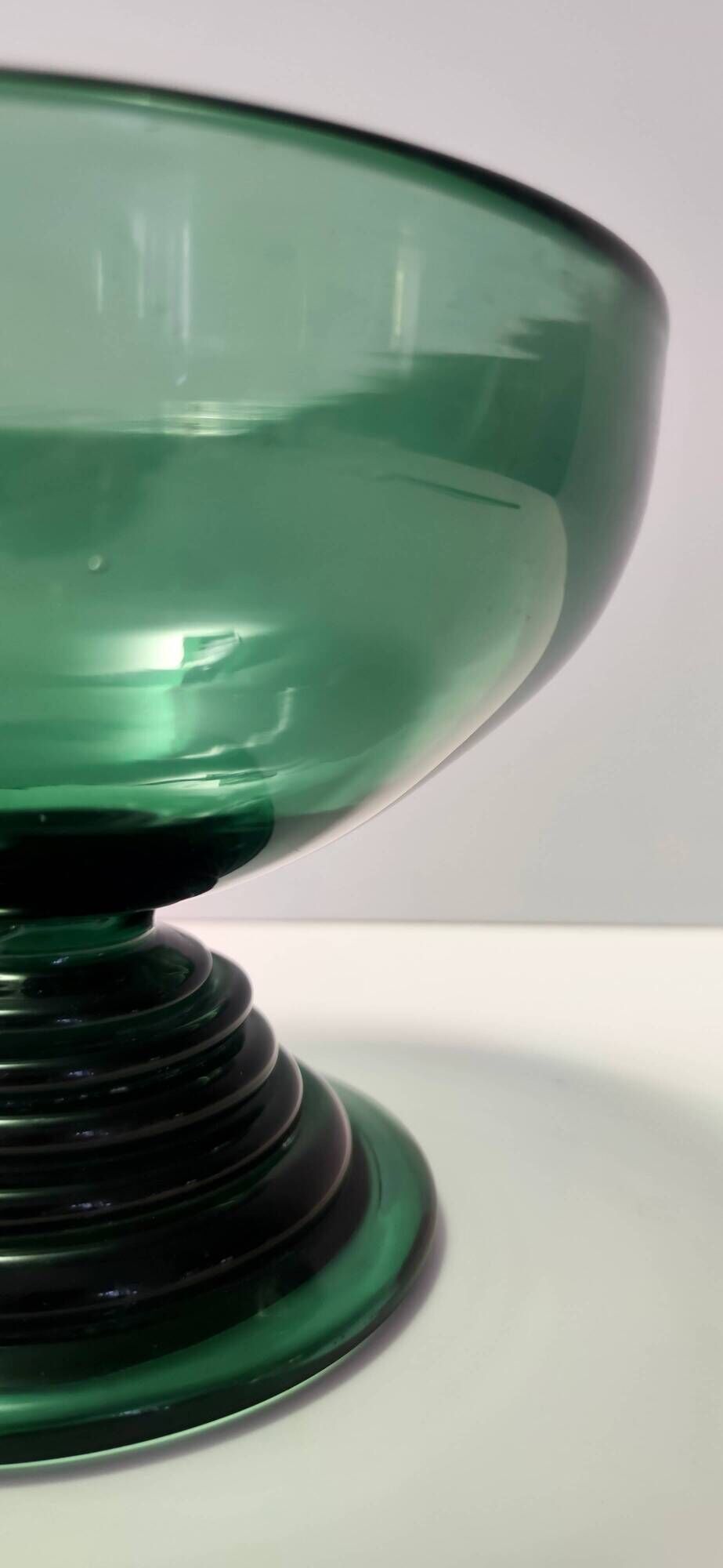 Hand Blown Green Glass Centerpiece / Bowl, Made in Empoli, Italy