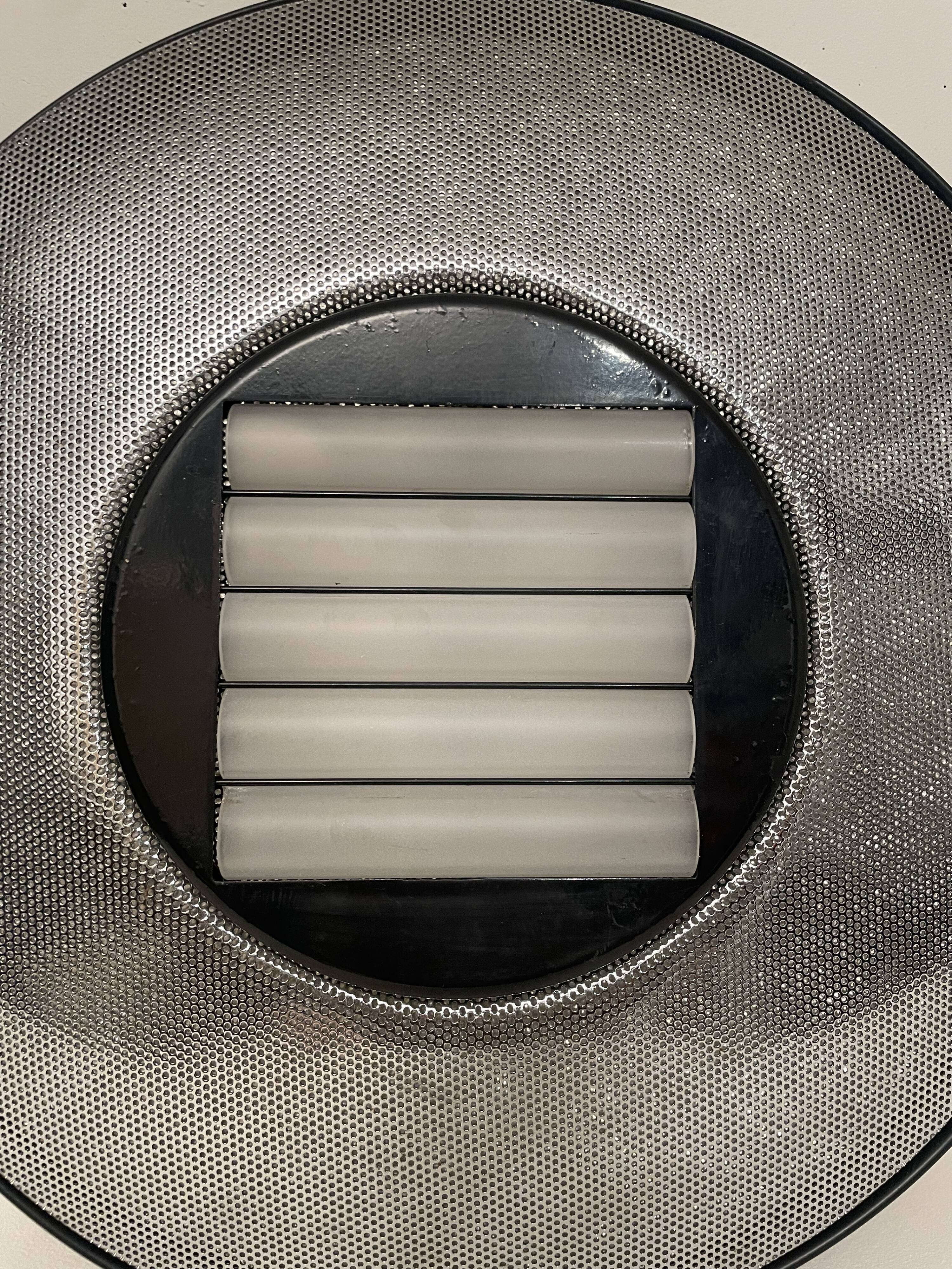 Ceiling light, metal and glass wall light, 1980