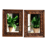 Set of 2 identical vintage wooden mirrors in Ib style