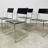 4 chairs Spaghetti Giandomenico Belotti black leather for Alias