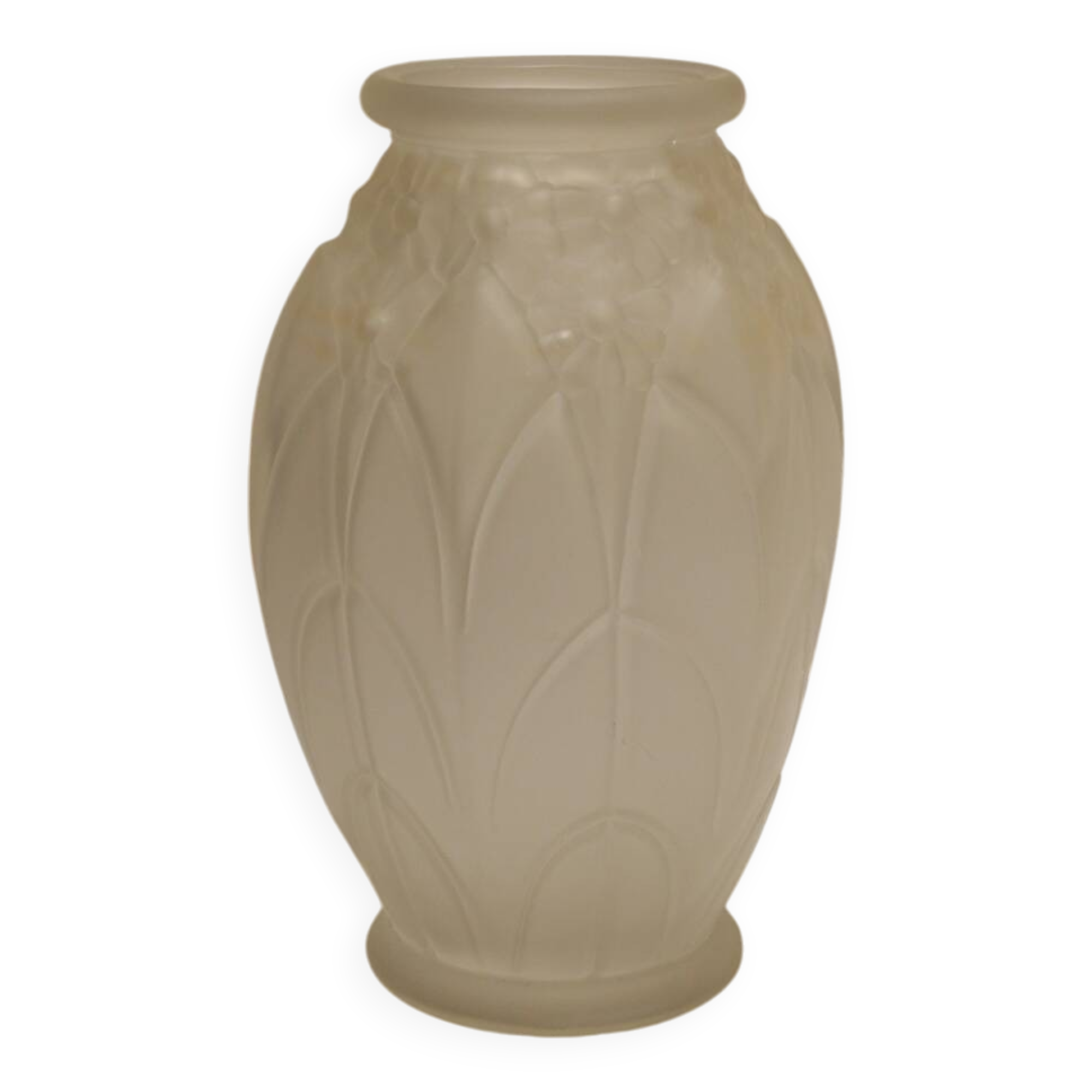 Art Deco molded and satin-finished glass vase, circa 1930