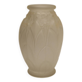 Art Deco molded and satin-finished glass vase, circa 1930